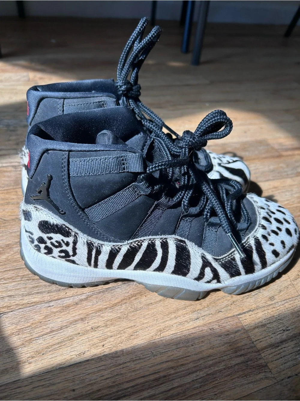 Jordan Men's Black & White Animal Print High-Top Sneakers